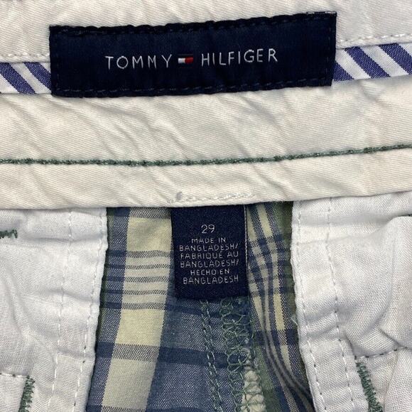 Tommy Hilfiger Shorts Mens 29 Blue Green Plaid Slash Pockets - Picture 2 of 10